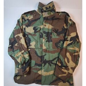 Vintage Camouflage M65 Field Jacket Woodland‎ Camo Military Style Coat